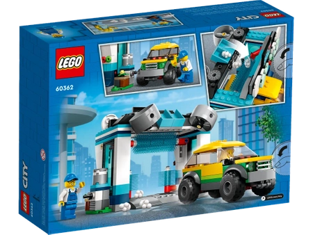 Klocki Lego City 60362 Myjnia samochodowa, 243 elementy do zbudowania myjni i samochodu oraz 2 mini figurki, klocki oryginalne, wysoka jakość, wiek dziecka 6+