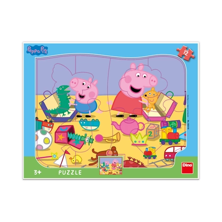 Dino Toys, Świnka Peppa, Puzzle ramkowe dla małych dzieci, 12 el. obrazek 31 x 23 cm