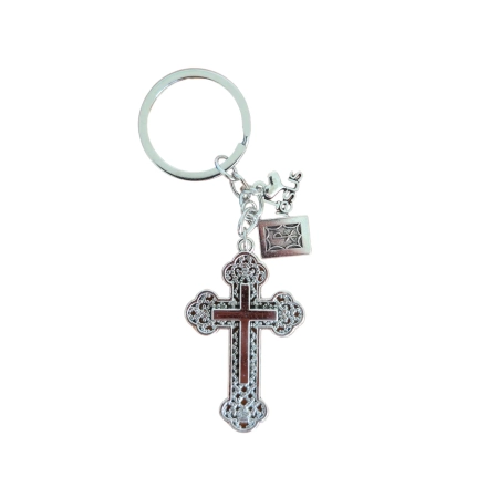 Pluszowa maskotka Jezus 32 cm z breloczkiem krzyżyk i medaliki – prezent religijny