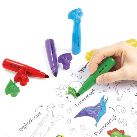 Grube flamastry dla małej rączki, Jumbo, 6 sztuk, Dinozaury, Kidea