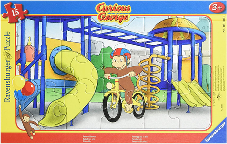 Ciekawski George, puzzle ramkowe, Małpka na rowerze