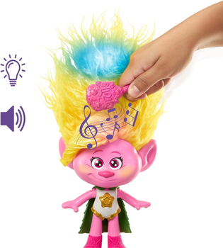 DreamWorks, Trolle 3, Interaktywna lalka Viva Tęczowe Włosy Hairtunes, 29 cm, efekty świetlne, dźwiękowe, wiek 3+
