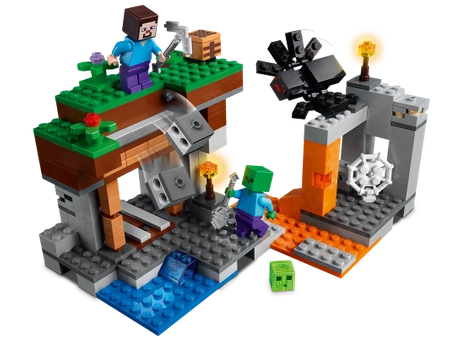 Klocki Lego Minecraft 21166 Opuszczona kopalnia, 248 el., figurki Steve, zombie, pająk, zestaw, oryginalne klocki z gry, wiek dziecka 7+