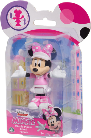 Disney Junior, Myszka Minnie, Figurka Myszki ubranej na sportowo, 7 cm, można poruszać rączkami, oryginalna zabawka, dla dziewczynek w wieku 3 lata+