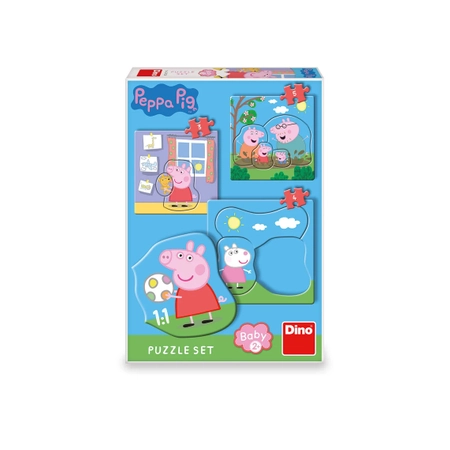 Dino Toys, Świnka Peppa, Puzzle baby dla najmłodszych dzieci Rodzina Peppy, 3-w-1, od 3 do 5 elementów, dla maluszków w wieku 2 lata+