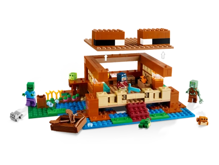 Klocki LEGO Minecraft 21256 Żabi domek, 400 el. domek w kształcie żaby, postacie z gry: zombie, utopie, szlam, dla graczy w wieku 8+