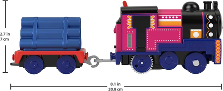 Tomek i Przyjaciele, Pociąg na baterie, Ashima z wagonikiem z ładunkiem, seria Motorized, samodzielnie jeździ, zabawka od Fisher Price, dla fanów bajki
