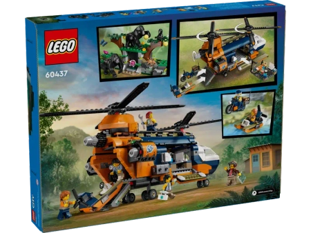 Klocki Lego City 60437 Helikopter badaczy dżungli w bazie, 881 elementów, oryginalne klocki, dla wielbicieli przygód