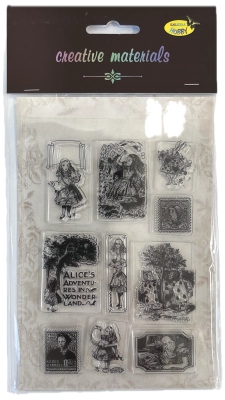 Alicja w Krainie Czarów, stemple z motywami z książki, 10 stempli. zestaw kreatywny, Galeria Hobby, wiek 4+