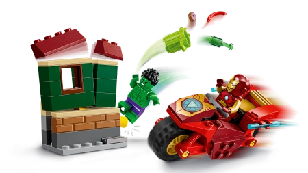 Klocki Lego Marvel Super Heroes 76287 Iron Man z motocyklem i Hulk, 68 elementów, 2 figurki bohaterów, dla dzieci w wieku 4+ 