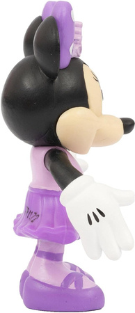 Disney Junior, Myszka Minnie, Figurka Myszki w fioletowej sukience, 7 cm, można poruszać rączkami, oryginalna zabawka, dla dziewczynek w wieku 3 lata+