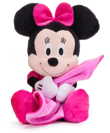 Disney, Myszka Minnie, Maskotka pluszowa Mini z kocykiem, 31 cm, oryginalny pluszak na licencji, bardzo miły plusz, kocyk można wyjmować z łapek, wiek dziecka 2+