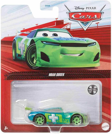 Mattel, Cars, Auta 3, zielony resorak samochodzik z bajki, Noah Gocek, wykonany z metalu i plastiku, wiek dziecka 3+