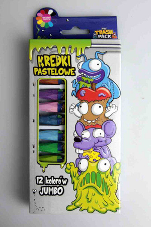 Kredki pastelowe Trash Pack, Śmieciaki, 12 sztuk