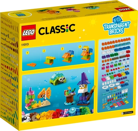 Klocki Lego Classic 11013 Kreatywne przezroczyste klocki, 500 elementów, oryginalne klocki, dla dzieci 4+, szybka wysyłka