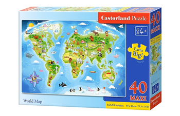 Mapa świata - Puzzle MAXI dla dzieci - 40 el. - Castorland