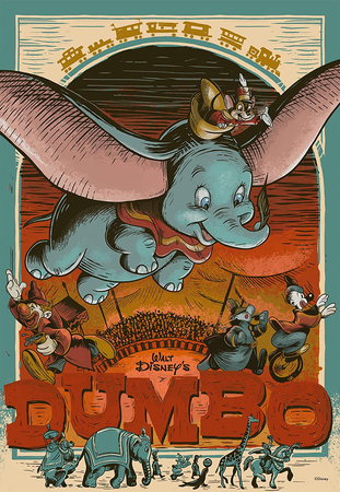 Ravensburger, Disney, słonik Dumbo, Puzzle okolicznościowe na 100-lecie Disney'a, obrazek 27x39 cm, 300 el., wiek dziecka 8+