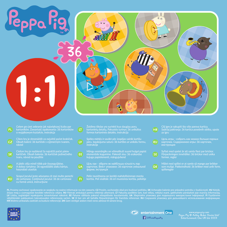 Trefl, Świnka Peppa, gra pamięciowa Memos, 36 el.,  dla dzieci w wieku 3+