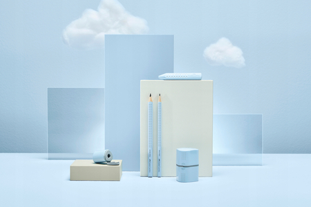 Gruby trójkątny ołówek do nauki pisania, 2B, Faber Castell, Jumbo, błękitny, sky blue