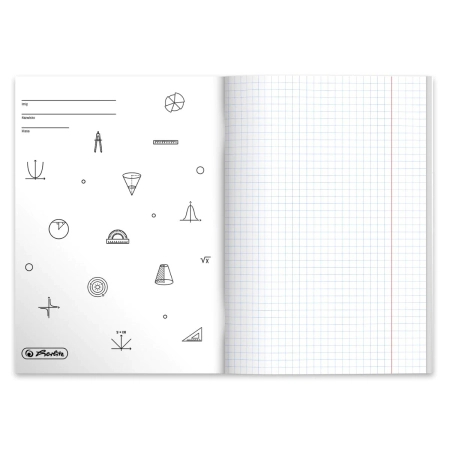 Herlitz, Zeszyt w kratkę do matematyki, format A5, 60 kartek, Matematyka, gramatura 70g