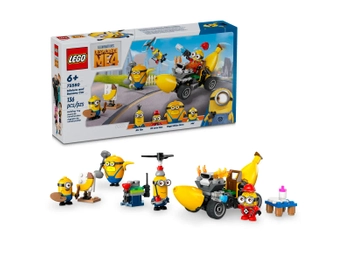 Klocki LEGO Minionki 75580, Despicable Me 4, Minionki i bananowóz, 136 elementów, 4 figurki, dla dzieci w wieku 6+