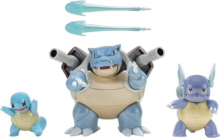 Pokemon, Zestaw ewolucyjny, 3 figurki: Squirtle, Wartortle, Blastoise