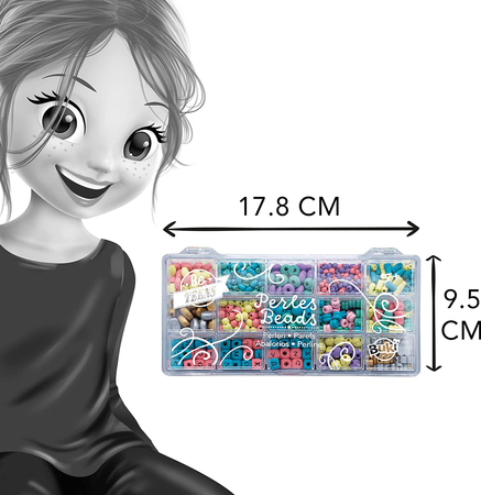 Buki Be Teens, Pudełko z kolorowymi drewnianymi koralikami, PE015, wysoka jakość, francuska marka, zabawka kreatywna dla dziewczynek w wieku 5+
