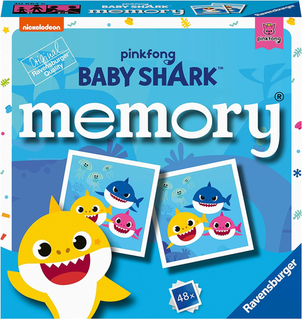 Pinkfong, Baby Shark, gra pamięciowa memo Memory, dla młodszych dzieci w wieku 3+, 48 elementów czyli 24 pary, kolorowe, oryginalne