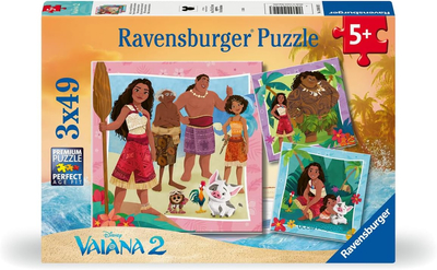 Vaiana, Puzzle 3-w-1, zestaw 3 układanek po 49 el., dla dzieci w wieku 4+