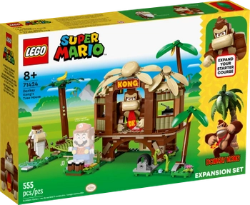 Klocki Lego Super Mario 71424 Domek na drzewie Donkey Konga — zestaw rozszerzający, 555 elementów, idealny prezent dla fanów gry, zabawka dla ośmiolatków i starszych dzieci