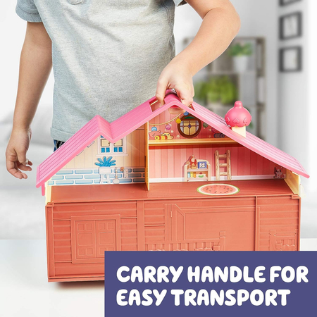 Bluey, Duży zestaw Domek rodzinny i figurka głównej bohaterki, wiele akcesoriów, wysokość 28 cm, renomowany producent, oryginalna zabawka