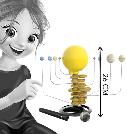 BUKI France, ruchomy Układ Słoneczny 2 w 1, zestaw do złożenia, Układ słoneczny z poruszającymi się planetami Księżycem wokół Ziemi, zestaw kreatywny i edukacyjny, seria 7255, wiek dzieci 8+