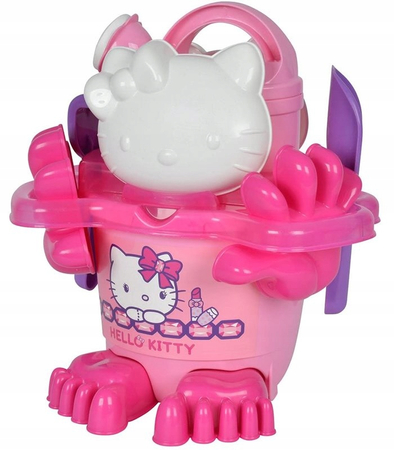 Androni, Włoskie zabawki na plażę - Wiaderko Foremki - Hello Kitty 104, z wysokiej jakości plastiku, bezpieczne dla dzieci, 11 elementów