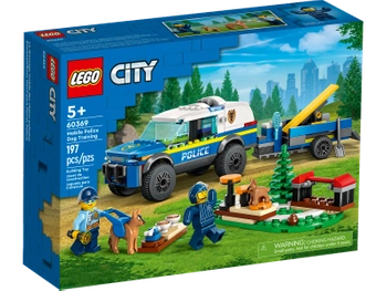 Klocki Lego City 60369 Szkolenie psów policyjnych w terenie, 197 elementów, 2 figurki policjantów, pieski, samochód, wiek dziecka 5 lat+