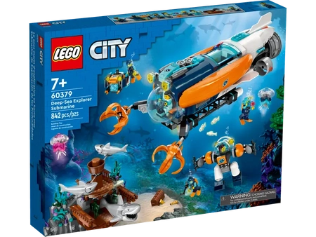 Klocki Lego City 60379 Łódź podwodna badacza dna morskiego, 842 elementy, dla dzieci 7+, oryginalne, doskonałe jako prezent