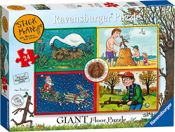 Ravensburger, Pan Patyk Stick Man, Duże puzzle podłogowe dla dzieci 3+, 24 el. obrazek 69x49 cm,