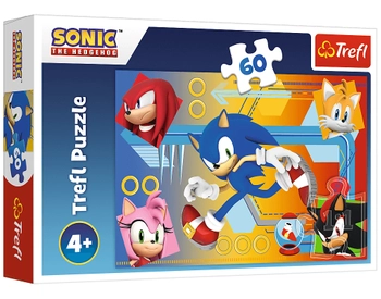 Sonic the Hedgehog, Puzzle dla dzieci z bohaterami gry i filmu, wymiary obrazka 33 x 22 cm, 60 el.