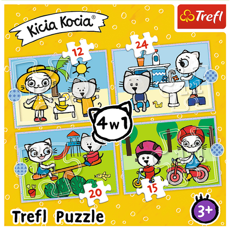 Trefl, Kicia Kocia, Puzzle dla dzieci 4 w 1, 12-15-20-24 el.