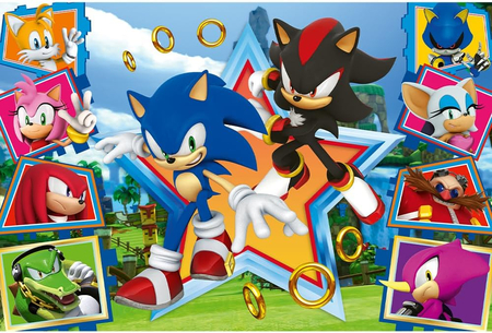 Sonic the Hedgehog, Puzzle dla dzieci, 100 el. kolorowy obrazek o wymiarach 41 x 27 cm, wiek dziecka 5+