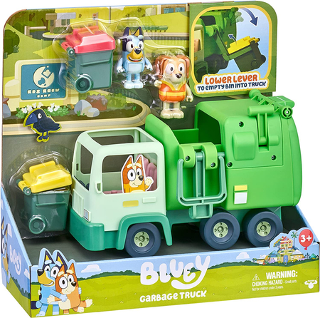 Bluey, zestaw Samochód duża śmieciarka i 2 figurki Bluey i Bin Man, oryginalna zabawka z bajki, super prezent, dobra jakość, dla dzieci w wieku 3+