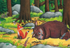 Gruffalo, Puzzle dla małych dzieci 2 x 12 el., 2 obrazki w jednym pudełku, wymiary obrazka 26 x 18 cm, producent Revansburger, wiek dziecka 3+