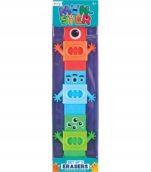 Gumki do ścierania dla chłopców, Potworki, 3 sztuki