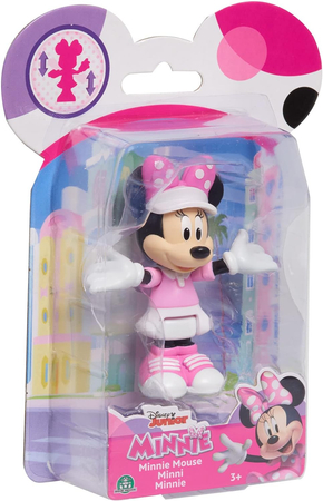 Disney Junior, Myszka Minnie, Figurka Myszki ubranej na sportowo, 7 cm, można poruszać rączkami, oryginalna zabawka, dla dziewczynek w wieku 3 lata+