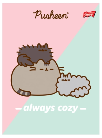 Zeszyt w linie, Pusheen - always cozy, linia dwukolorowa, format A5, 32 strony, linia dwukolorowa, okładka laminowana