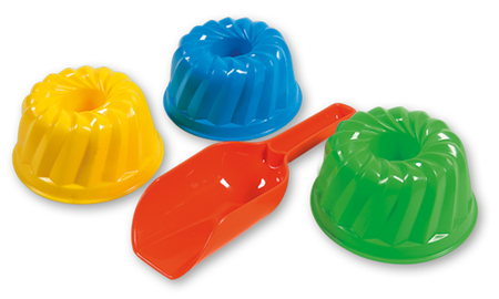 Androni, Zabawki do piaskownicy - Foremki i łopatka - 95, idealne na plażę i do piasku, dla małych dzieci, bezpieczny plastik, wyprodukowano we Włoszech, włoskie zabawki