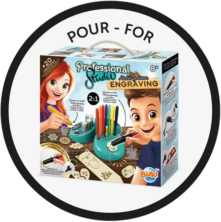 Buki France 5434, Wkłady uzupełniające do zestawu Studio Grawerowania 5427, elementy metalowe i drewniane, seria Professional Studio, wiek dziecka 8+