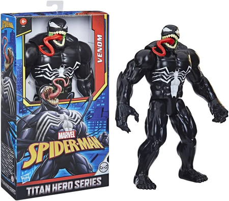 Hasbro, Marvel Spiderman, Duża figurka Venom, seria Titan Hero Series, dla fanów filmów Marvela, 29 cm, ruchome kończyny,, wiek dziecka 4+