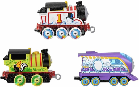 Tomek i Przyjaciele, zestaw, 3 lokomotywy zmieniające kolor: Tomek, Piotruś i Kana, seria Colour Changers, metalowe korpusy, dla dzieci w wieku 3 lata +, producent Fisher Price