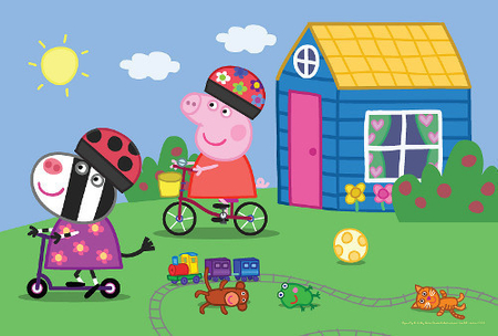 Puzzle 2-w-1 Wiosna Świnki Peppy, Świnka Peppa, Trefl, 24-48 el.