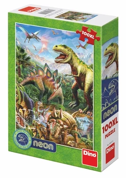 Dino Toys Dinozaury Duże puzzle XL dla dzieci 100 el. neonowe kontury